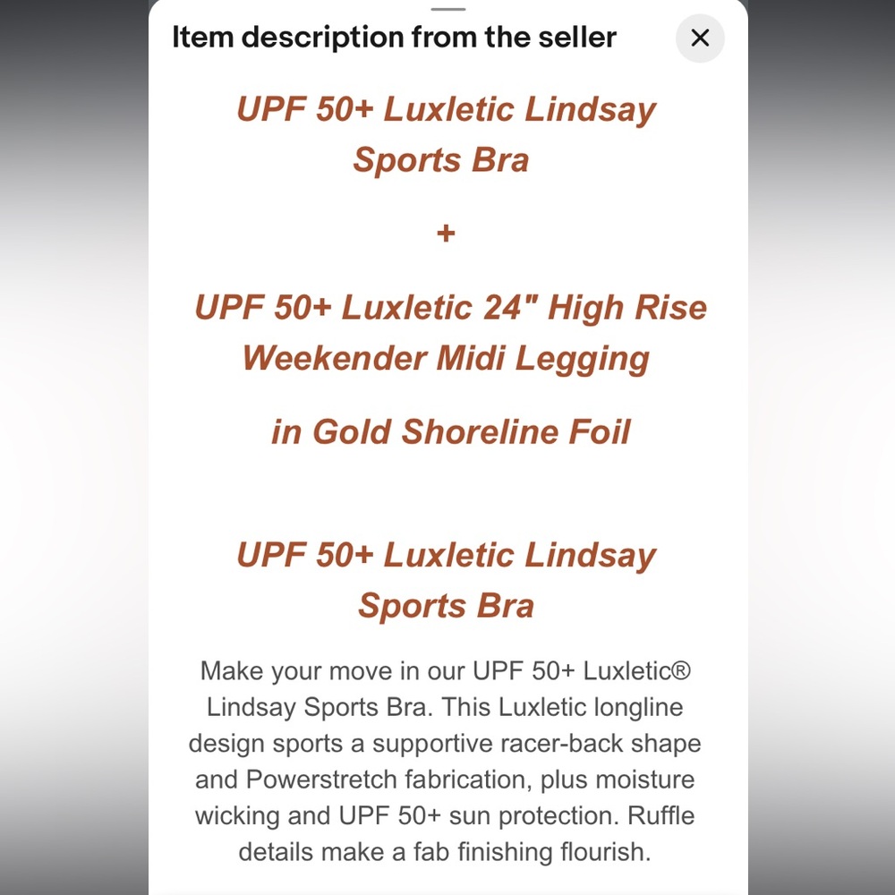 NWOT, Lilly Pulitzer UPF 50+ Luxletic Lindsay Sports Bra, Size XS - Picture 3 of 12